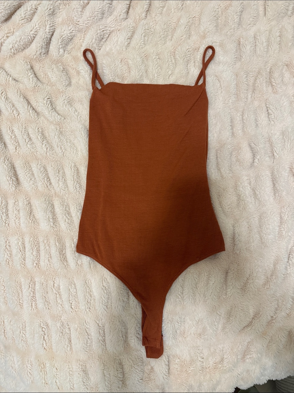 Lulu's Rust Ribbed Square-Neck Bodysuit - Picture 2 of 2